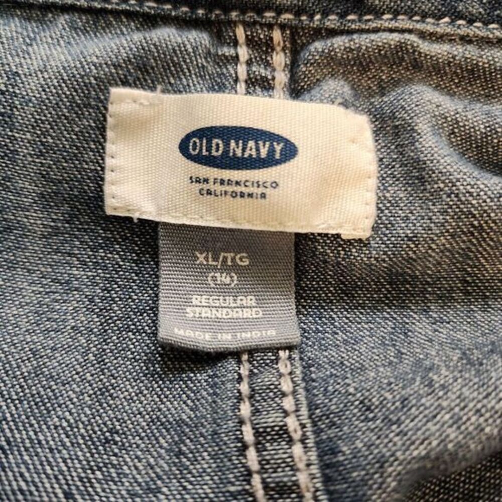 Old Navy Girls Denim  Shirt Dress Size XL (14) Collared Button Up Front Pocket‎ - Picture 8 of 10